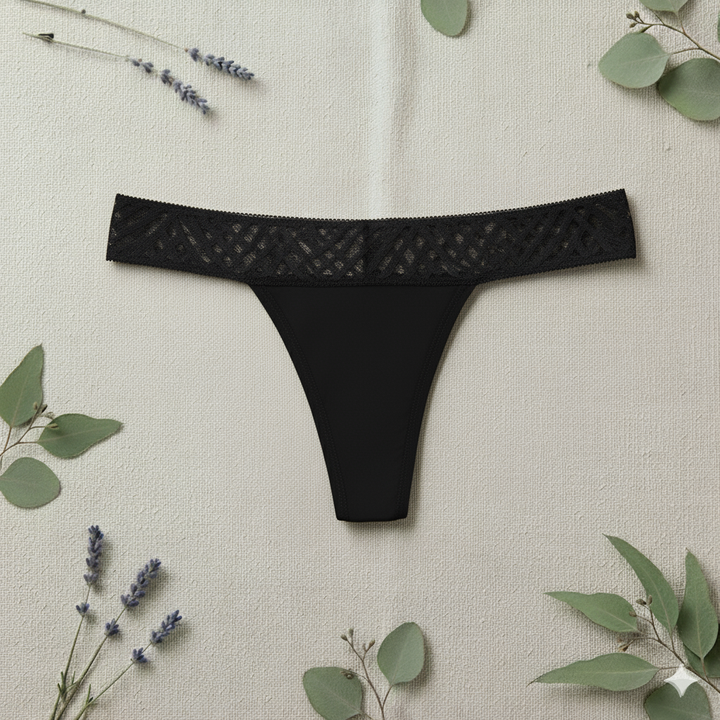 Tanga menstruelle Iris Noir Flux abondant Loonéa Protect Loonéa